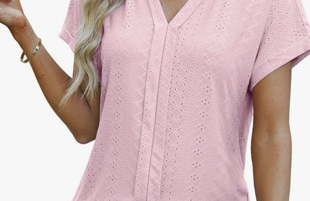V-Neck Eyelet Tops as low as $6.99 (All Colors and Sizes are on Sale!  {S-XXL}